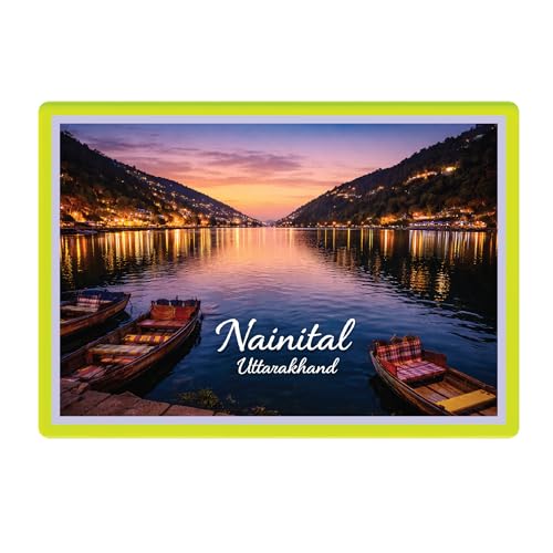 Image of Decorative Fridge Magnet with Glowing Border | Pack of 1 (Nainital, Uttarakhand, 3x2 inch - Fluorescent Border)