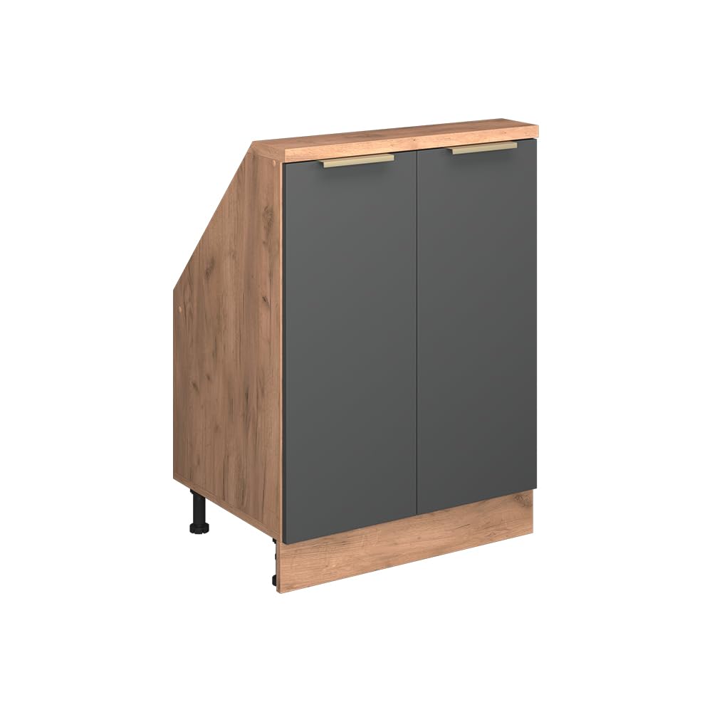 Vicco Kitchen cabinet for sloping roofs Raul, Anthracite gold, 60 cm with 2 doors, for flexible combination within modular kitchen systems — image 1