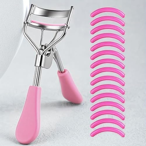 Rizador de pestañas gran angular, de acero inoxidable rizado, color rosa