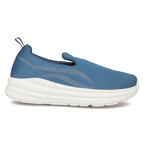 Image of Liberty Force 10 RUNSTEP-E Teal Blue Sports Non Lacing Walking Shoes for Mens