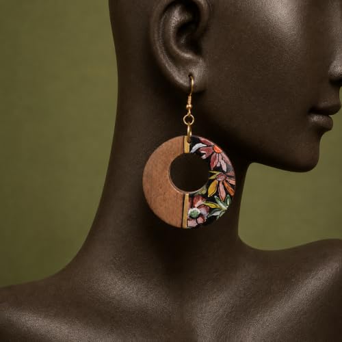 Image of Handcrafted Boho & Ethnic Earrings for Women - Wooden & Brass Statement Designs in Loop, Swing & Motif Styles