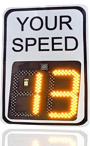 20x27in Solar Powered Radar Feedback Speed Limit Sign, LED Display Solar Radar Detective Aluminum Weatherproof Traffic Signs with Mounting Kit And Remote Control