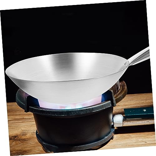BESPORTBLE Stainless Steel Wok Deep Frying Pan Pow Wok Pan Chinese Fry Pan Chinese Iron Pot Japanese Accessories Griddle Pans Woks for Gas Stove Wood Cooking Pot Induction Cooker - Thumbnail 5