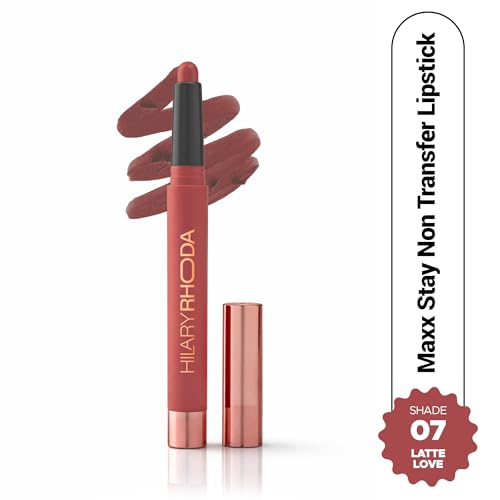 Image of Hilary Rhoda Maxx Stay Non Transfer Lipstick | Matte Finish & Transfer-Proof | 16-Hour Stay | Creamy Finish & Smudge Proof | Crayon Lipstick - 1.5g (Latte Love - Shade 07)