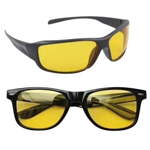 Goleriya Day And Night Vision Yellow Sunglasses Pack Of 2 Trendy, Designer,Lightweight Frame SL17-image-47