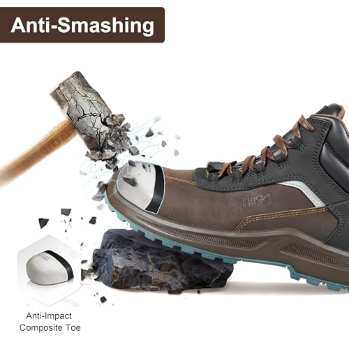 6 Inch Composite Toe Work Boots for Men & Women, Waterproof with 6KV Insulation, Shock Absorption Technology, Reflective Leather (Conforms to ASTM F2413-18 Certified)3