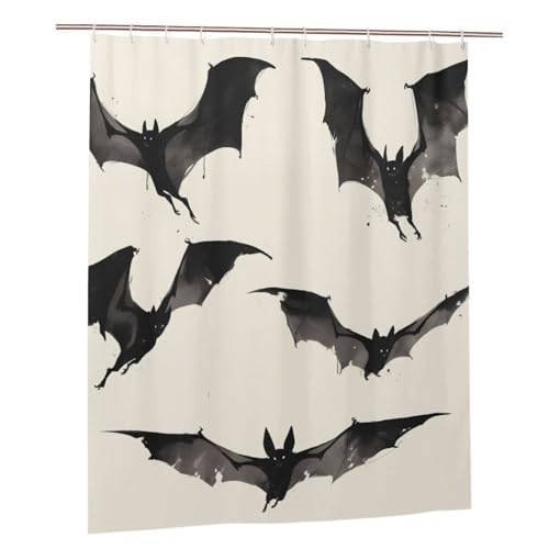 Rideau de douche imperméable avec chauves-souris en polyester