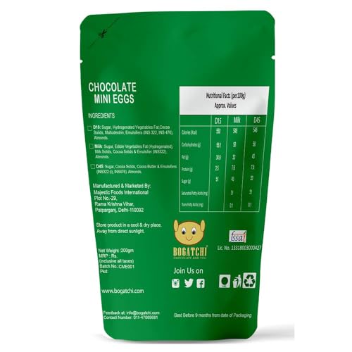 Image of BOGATCHI Chocolate Mini Eggs with Almonds 200g - Crunchy Almond Filled Easter Chocolates, Premium Milk & White Chocolate Coated Eggs, Festive Gift Pack for Kids & Family, Easter Basket Treats (Pouch Pack)