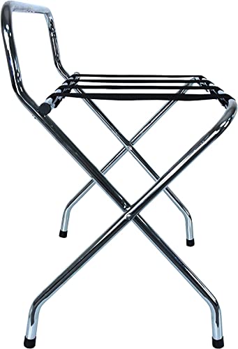 Ustech Single Tier X-Shape Folding Luggage Rack With High Back | Durable Metal Stand & Heavy-Duty Nylon Straps For Guest Room Storage & Suitcase Holder | Perfect For Bedroom & Closet #TOP4