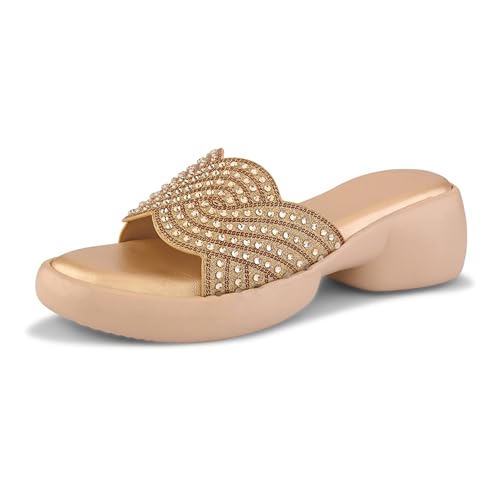 Image of Centrino Women's Sandals | Stylish Slip-On Sandals for Ladies |Elegant Slide Sandals with Butterfly Studded Embellishment Design | Lightweight and Durable Fashion Footwear (9310)