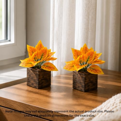 Image of DecoreBugs Artificial Real Touch Flower Plant with Pot (Pack of 2), 16 cm Height, Decorative Faux Floral Plant for Home, Office, Living Room, Bedroom, Table & Shelf Decor