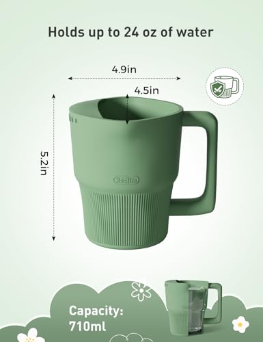 Image of Roslim Silicone Baby Bath Rinse Cup - Shampoo & Body Washing Rinser for Kids & Toddlers, Lightweight Bath Cups for Rinsing Hair, Easy-Grip Handle, Ultra Soft Material (Olive Green)