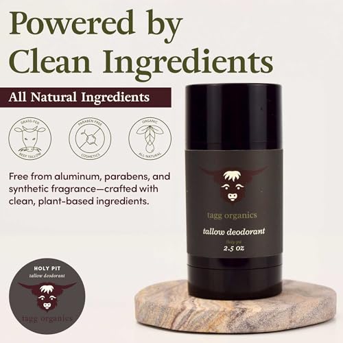 Image of Tallow Deodorant, Holy Pit (Frankincense & Myrrh) 2.5 oz | Natural Ingredients, Aluminum-Free, Long-Lasting Odor Protection, From Grass-Fed Suet, No Synthetic Fragrance, Made in USA