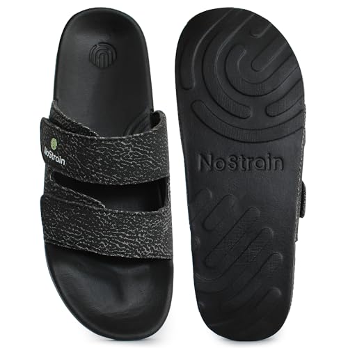 Image of NoStrain Men's Canvas Wave Print Sugar Sliders & Slippers | Ultra Soft Cushion FootBed | Comfortable Light Weight Casual Dailywear | Anti-Skid Sole | Waterproof Quick Drying Indoor Outdoor Flip Flops