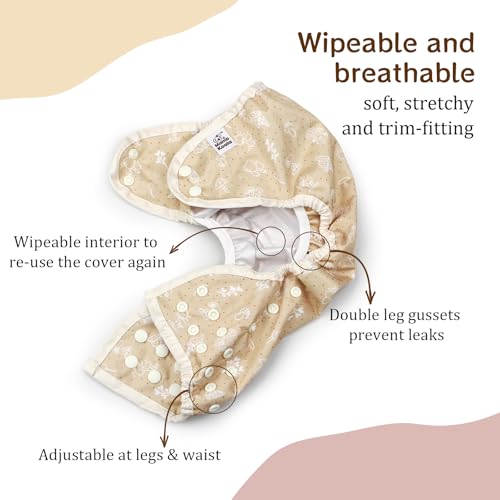 Image of Mama Koala Reusable Adjustable Cloth Diaper Covers with Double Gusset for Girls and Boys, Snap Closure, Size M (Vibrant Mush-M)