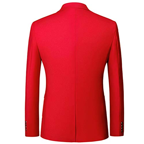 YOUTHUP Blazer Homme avec Noeud Papillon Veste de Costume Formel avec Un Bouton Elégant Classique Blazer pour Mariage d'affaires Bal Smoking, Rouge, XL - Image 3