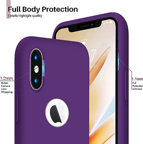 Image of DIZORO Liquid Silicone Soft Back Cover for iPhone X & XS Case, Shockproof Slim Camera & Full Body Protection Non Yellowing Cover with Microfiber Lining & Logo Cut (5.8 Inch) -Violet