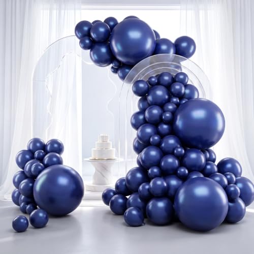 Image of RUBFAC Graduation Balloons 129pcs, Navy Blue Balloon Different Sizes 18 12 10 5 Inch, Garland Arch Kit for Birthday Party Baby Shower Wedding Sports Holiday Decoration