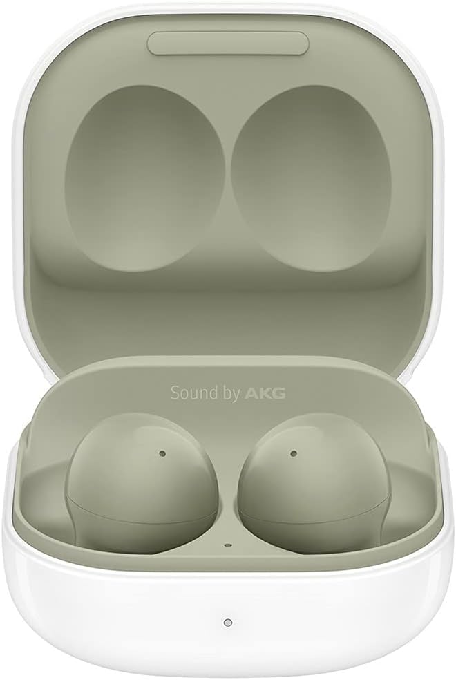 Samsung Galaxy Buds2 (ANC) Active Noise Cancelling, Wireless Bluetooth 5.2 Earbuds for iOS & Android, International Model - SM-R177 (Fast Wireless Charging Pad Bundle) (Olive) (Renewed)