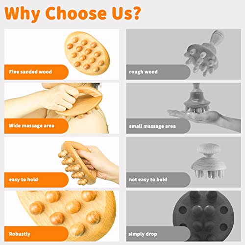 Aicnly Wood Therapy Massage Tools, Hand Wooden Body Brush For Cellulite Remove, Deep Tissue Massager For Back, Neck, Foot, Shoulder, Thighs Pain Relief, Body Sculpting Tools Set #TOP2