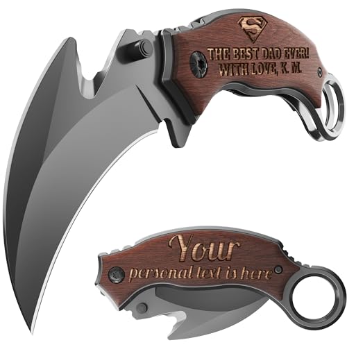 Personalized Gift for Men - Engraved Gifts for Dad Husband - Custom Engraved Knives - Customized Pocket Knife - Gift Idea for Birthday Christmas Valentine's Day Anniversary Stocking Stuffers X-52 PS