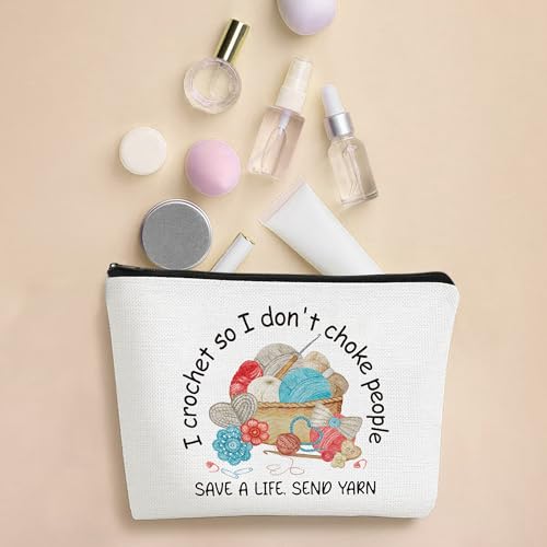 Funny Crocheting Gifts Makeup Bag for Women Knitting Gift for Crochet Beginner Crochet Lovers Friends Crocheters Accessories Cosmetic Bag3