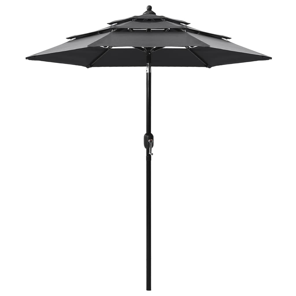 Fengshui 3-warstwowy parasol przeciwsłoneczny z aluminiowym masztem, 2 m, wykonany z odpornego na promieniowanie UV poliestru, malowany proszkowo maszt i żeberka, funkcja korbki i przechylania, na