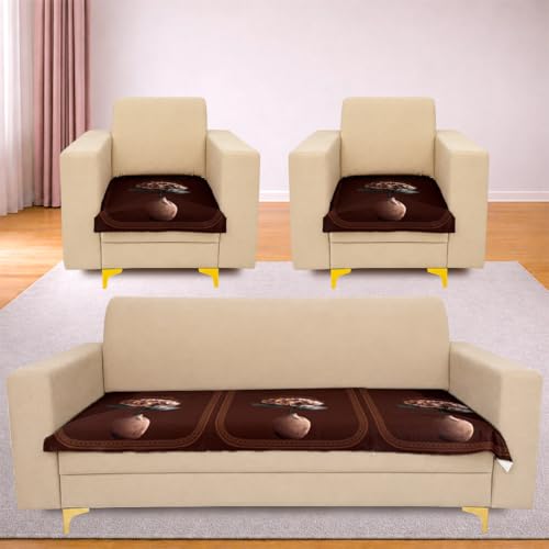 Image of Homerz Premium 'Luxe Series' Holland Velvet Sofa Cover | Smooth Finish | Anti-Skid Fleece Backing | Soft Touch Couch Protector for Living Room (Vase, 5 (3+1+1) Seater, Only Seat Cover)