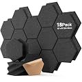 18 Pack Hexagon Acoustic Panels, Self-Adhesive Soundproof Wall Panels, High Density Acoustic Wall Panels, Sound Proofing Panels for Walls, Office, Recording Studio, Ceiling 12" X 10" X 0.4" Black