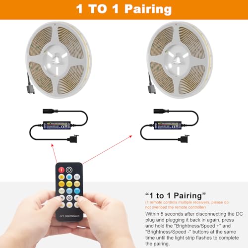 Image of RF Remote Dimmer for PAUTIX CCT Tunable COB LED Strip Lights,17-Key Wireless Remote and Controller DC 5-24V for CCT COB LED Tape Lights,Timer Function