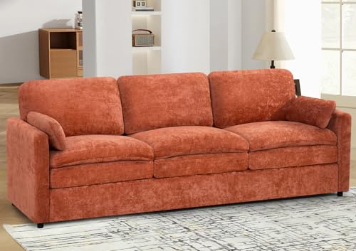 Lesofair 89' Chenille 3 Seats Sofa with 2 Pillows, Modern Upholstered Sofa with Deeper Seats, Comfy...