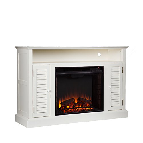 Southern Enterprises Antebellum Media Electric Fireplace 48" Wide, Antique White Finish