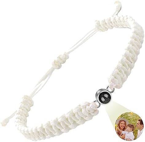 Easycosy Photo Bracelet Personalised Projection Bracelets with Picture inside, Adjustable Length Memorial Christmas Gifts for Women/Men/Couple/Friends