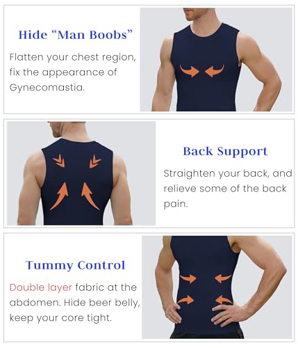Image of Compression Shirt Men Slimming Body Shaper Vest Crewneck Workout Tank Top