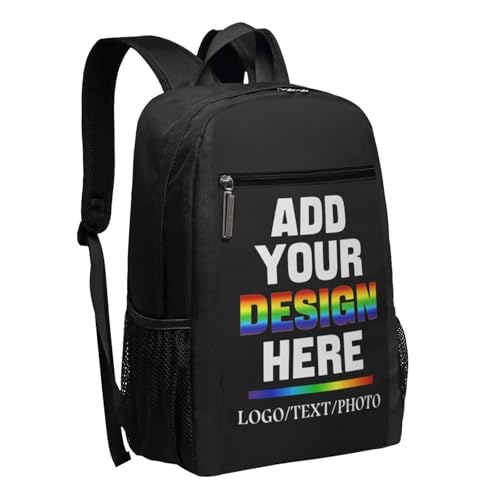 Custom Backpack for Mens Womens Personalized Backpacks with Photo Text Customize Casual Laptop Hiking Backpack for Travel Camping Work 17in3