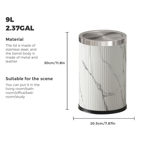 Image of 9L /2.3GAL Small Trash Can with Swing Lid,Fancy Gold Waste Paper Baskets for Bathrooms,Gold Small Trash Can for Bathroom,Bedroom, Powder Room,Office,Laundry Room (9L-Wash Painting)