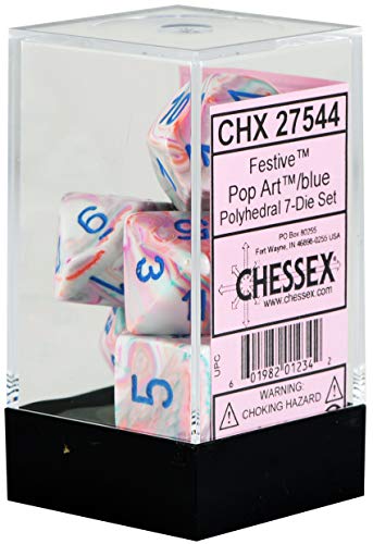 Chessex Festive Polyhedral Pop Art - Blue 7-Die Set, (Model: CHX27544)