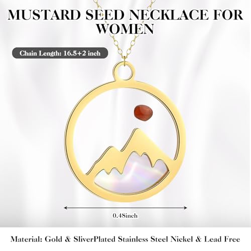2 Pcs Silver & Gold Mustard Seed Necklace, Mustard Seed Necklace for Women Religious Faith Gift3