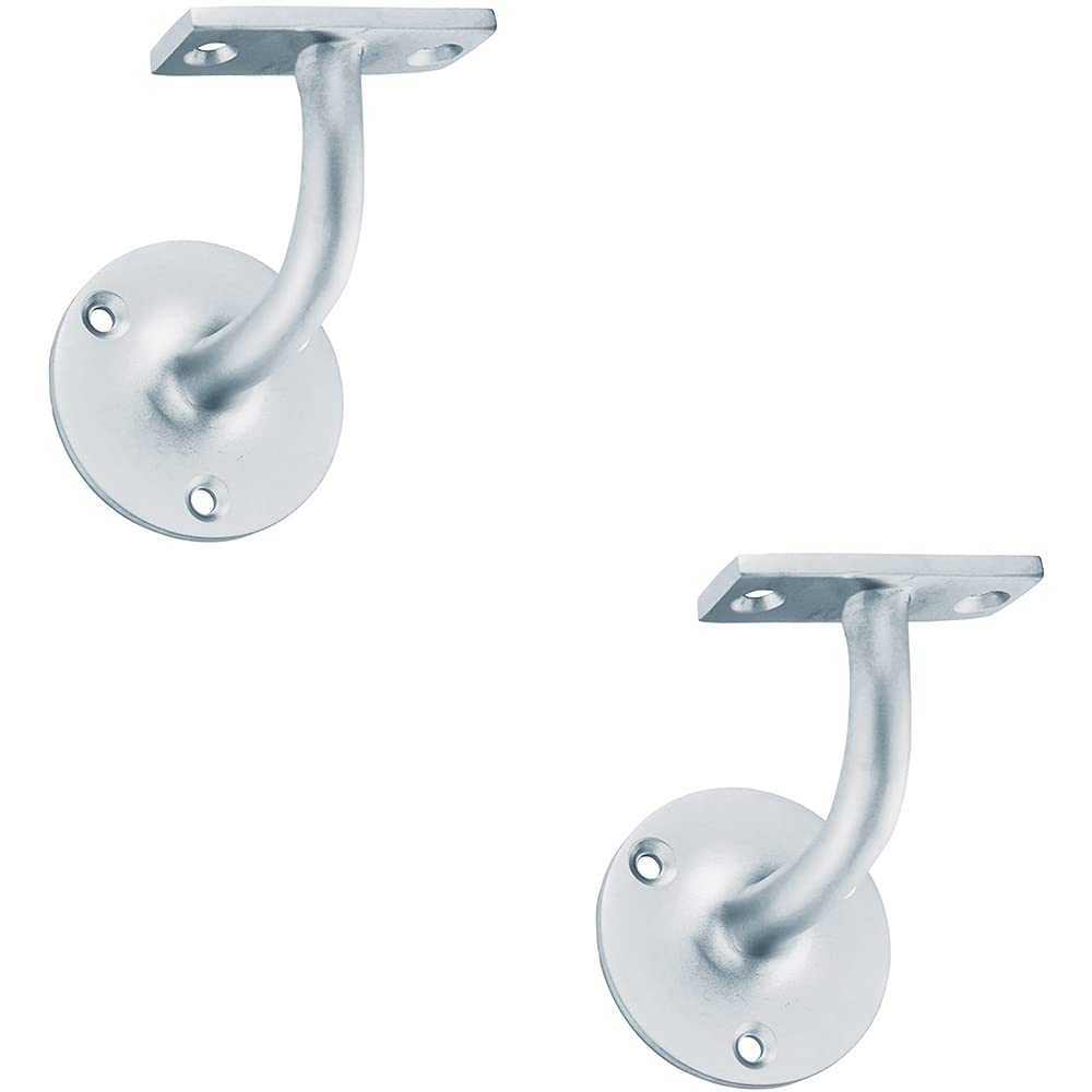 2X Heavyweight Handrail Bannister Bracket 80Mm Projection Satin Chrome 5056492590364