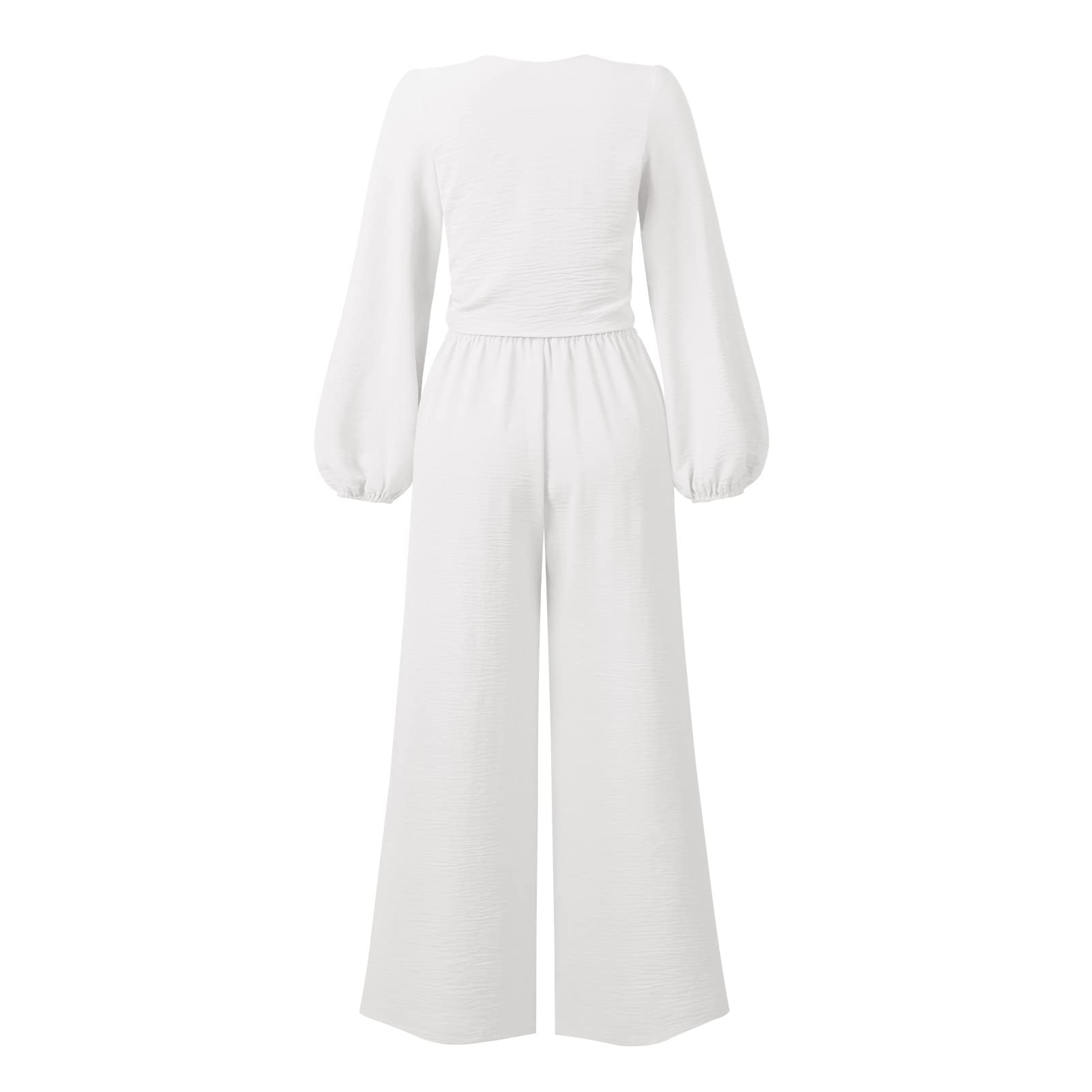 Two Piece Wide Leg Suit Long Sleeve Casual Tie Front Suit for Work,Shopping and Party (XL) Beige-image-36