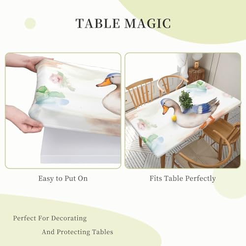 Nappe de table rectangulaire imperméable de 76 x 152 cm avec maintien élastique pour extérieur - 5