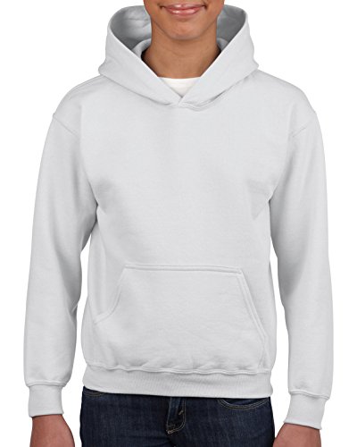 Gildan Boys Heavy Blend Hooded Sweatshirt, XL, White