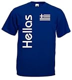 Öko-Tex Standard 100 Fruit of the Loom Griechenland Hellas Herren T-Shirt blau Weiss Trikot m-s