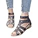 Bequem Sandalen Damen Sommer Damen Sandaletten Elegant Boho Sexy Sommerschuhe Römersandalen Schuhe Sommer Keilsandaletten Sandals Rutschfest Bequem Strandsandalen Gladiator Sandalen
