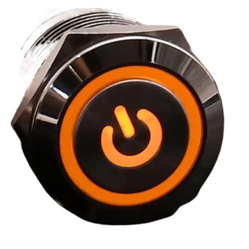 Interrupteur bouton poussoir 19mm en acier inoxydable avec LED Orange 12V