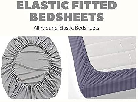 Best Fitted with Elastic Bedsheet Platinum Printed Bedsheets Double King Size Bedsheets with 2 Pillow Covers Glace Cotton bedsheet | 78 x 72 (Maroon Tree)
