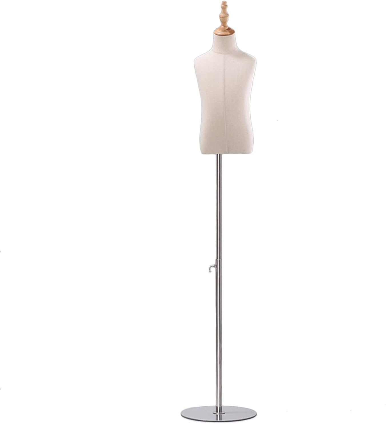 Mannequin Childs Dress Form, Half Body Torso with Metal Base, 2-8 Years Old Adjustable Height Mini Clothing Display for Designer Dressmaker