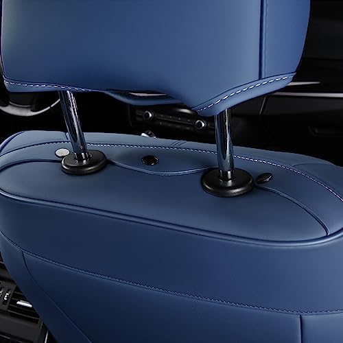 Image of FLORICH Front Seat Covers, Leather Seat Covers, Universal Car Seat Covers 2PCS, Waterproof Car Seat Protector, Driver Seat Cover Accessories for Trucks SUV Sedans-Blue&White