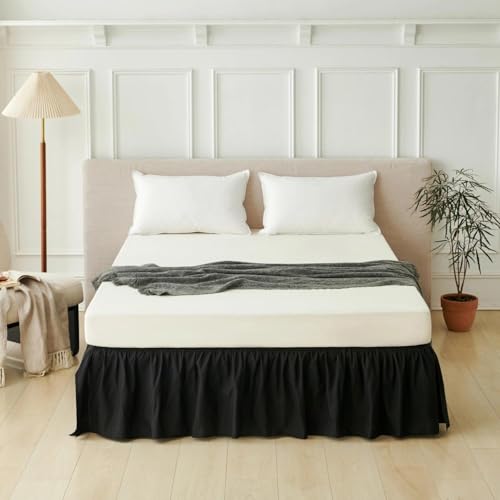 Bed Skirt Full Size Ruffled Bed Skirt with Split Corners, Black Full Bed Skirts 18 Inch Drop with Platform, 18'' Full