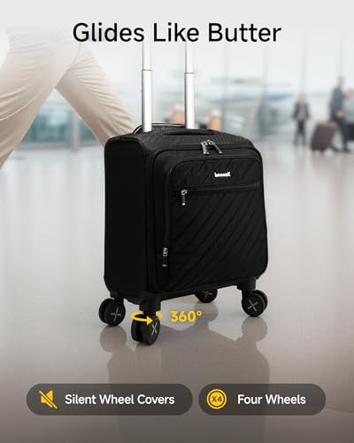 LUGGEX Carry On Luggage with Spinner Wheels - Stylish Lightweight UnderSeat Luggage - Soft Sided Small Suitcase with Front Open Design for Travel, Business (Black, 15 Inch)3